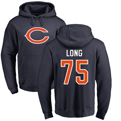 Chicago Bears Men Navy Blue Kyle Long Name and Number Logo NFL Football 75 Pullover Hoodie Sweatshirts